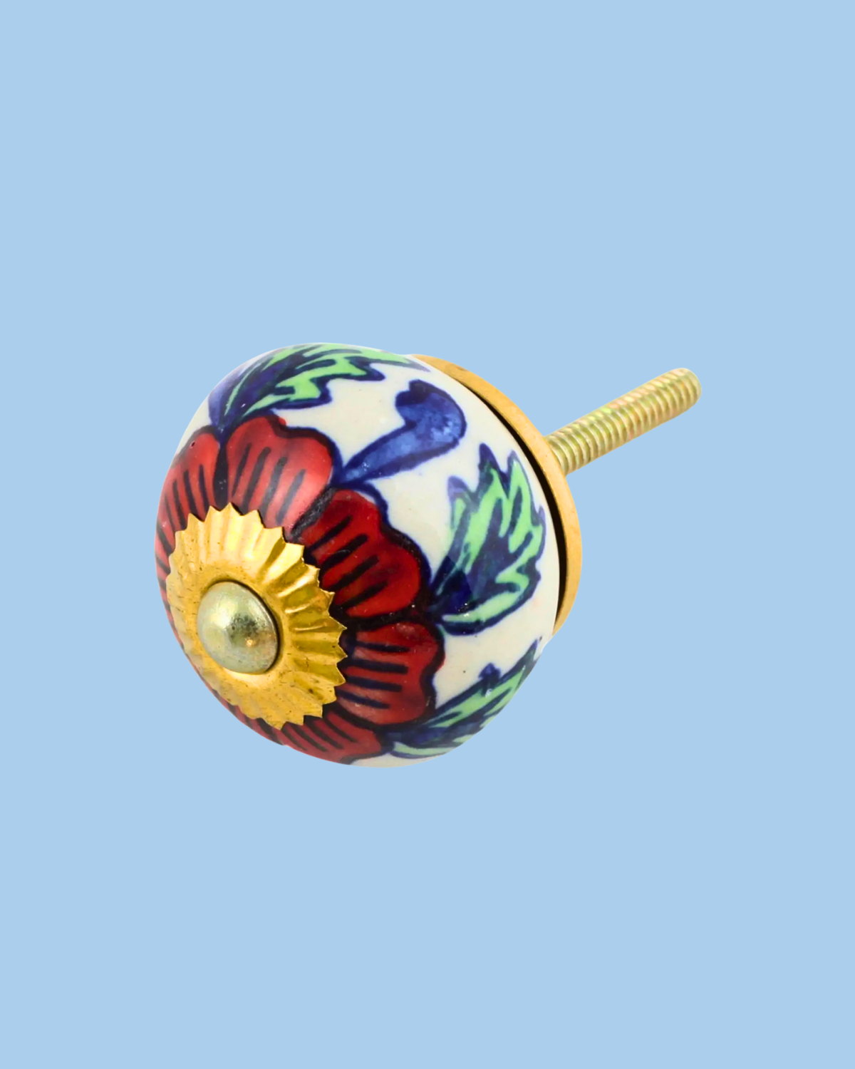 ceramic furniture knob - red floral