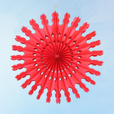 decoration - tissue paper fan - red