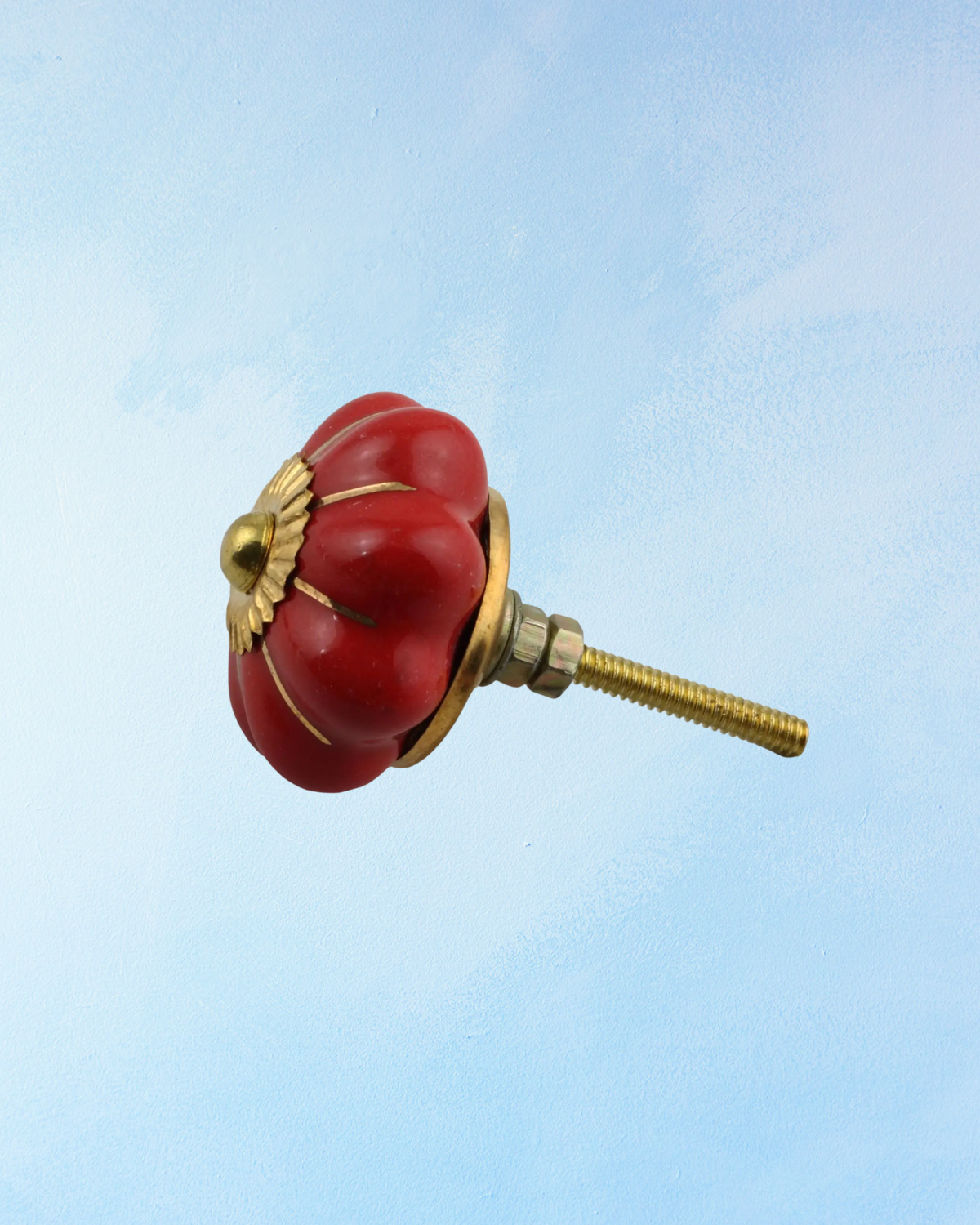 ceramic furniture knob - red rosette