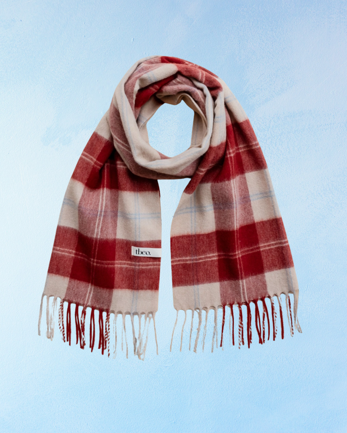 oversized lambswool scarf - red varsity check