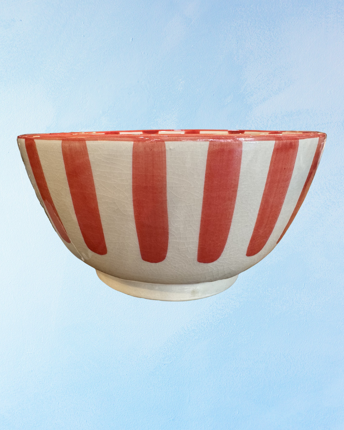 ceramic - red painted serving bowl