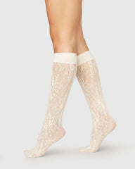  Swedish stockings rosa lace knee highs in ivory