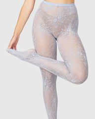 Swedish stocking rosa lace tights in dusty blue