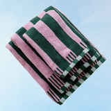 Serviette de toilette – rayures roses et vertes