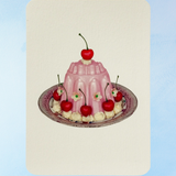 greeting card - rose petal cream blancmange