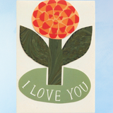 carte de vœux - rose "je t'aime" (décoration à poser)