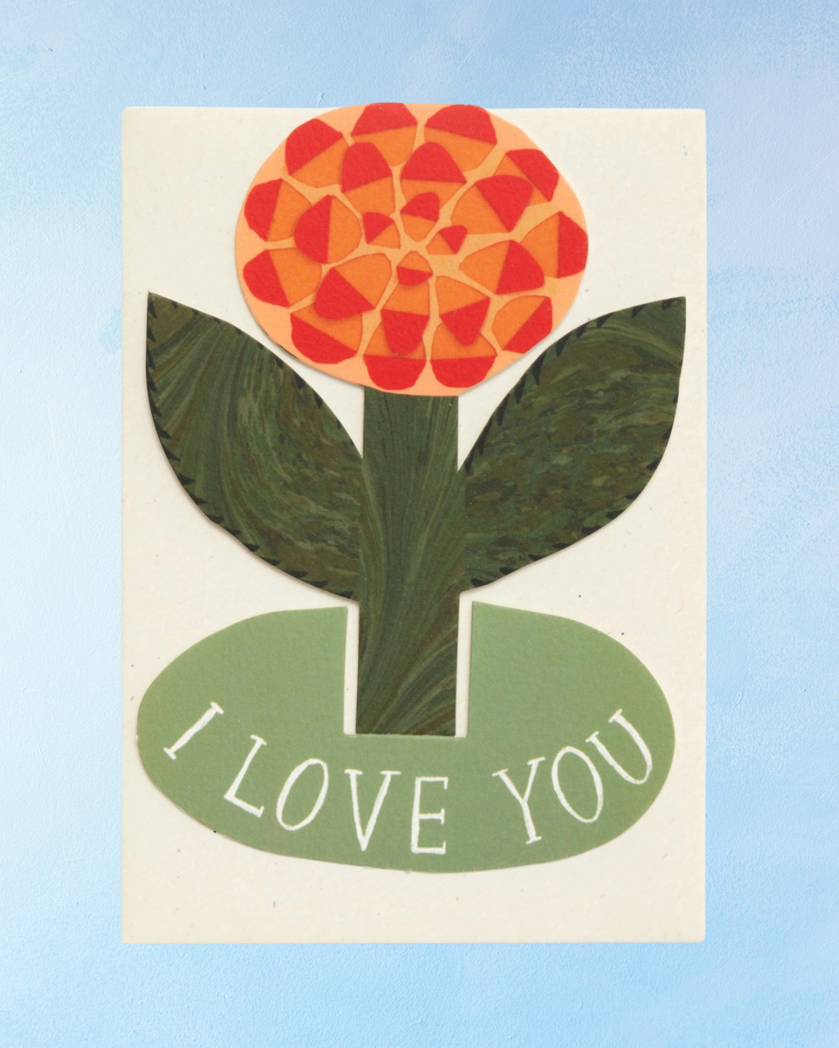 greeting card - 'i love you' rose (stand-up)