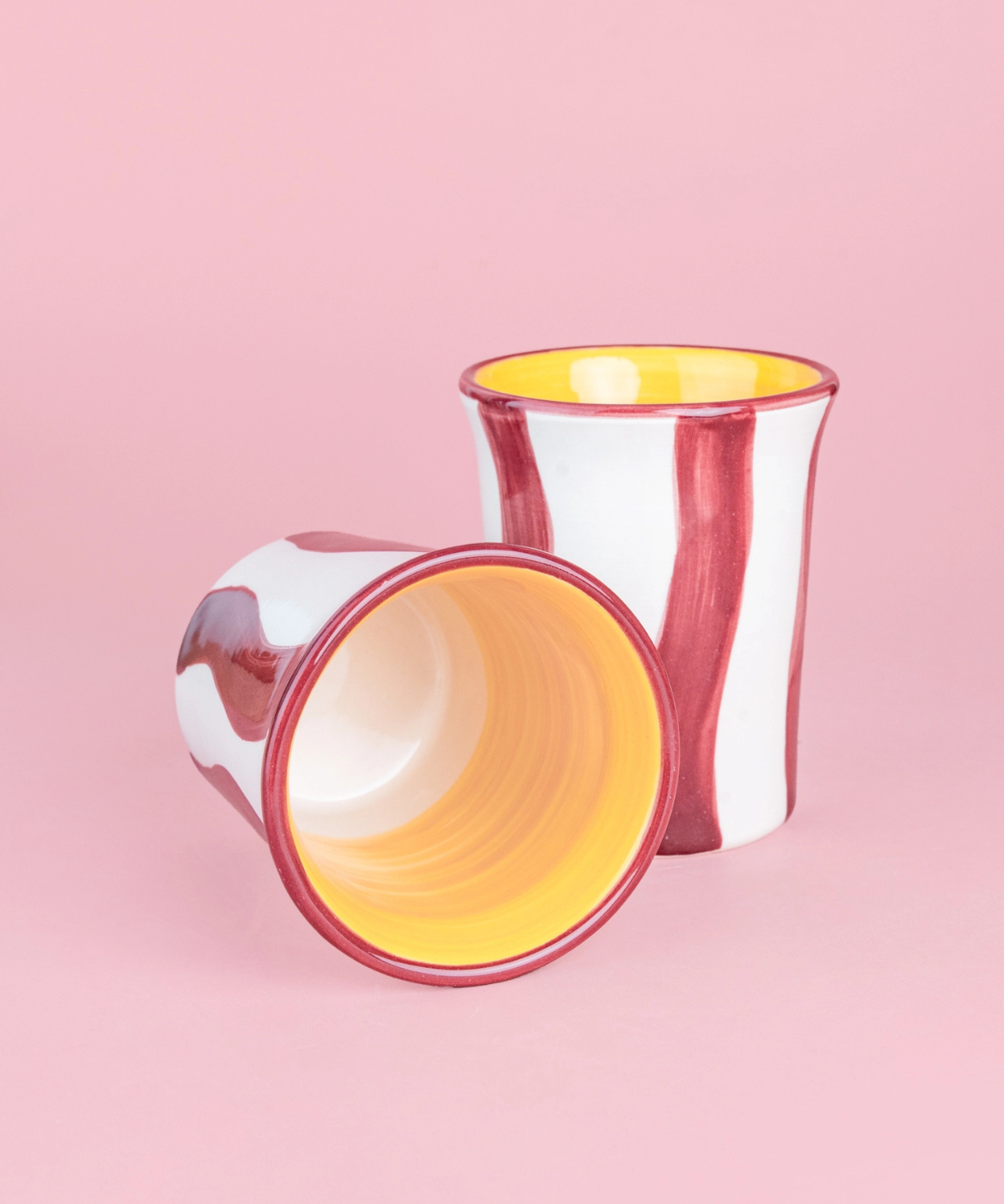 gobelet en céramique - blanc et rose