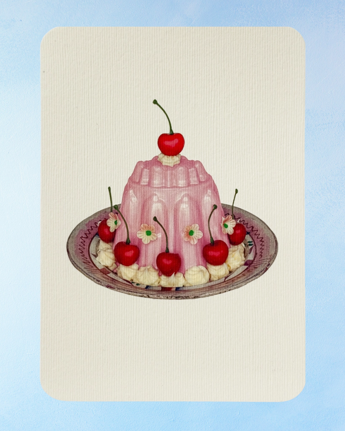 greeting card - rose petal cream blancmange