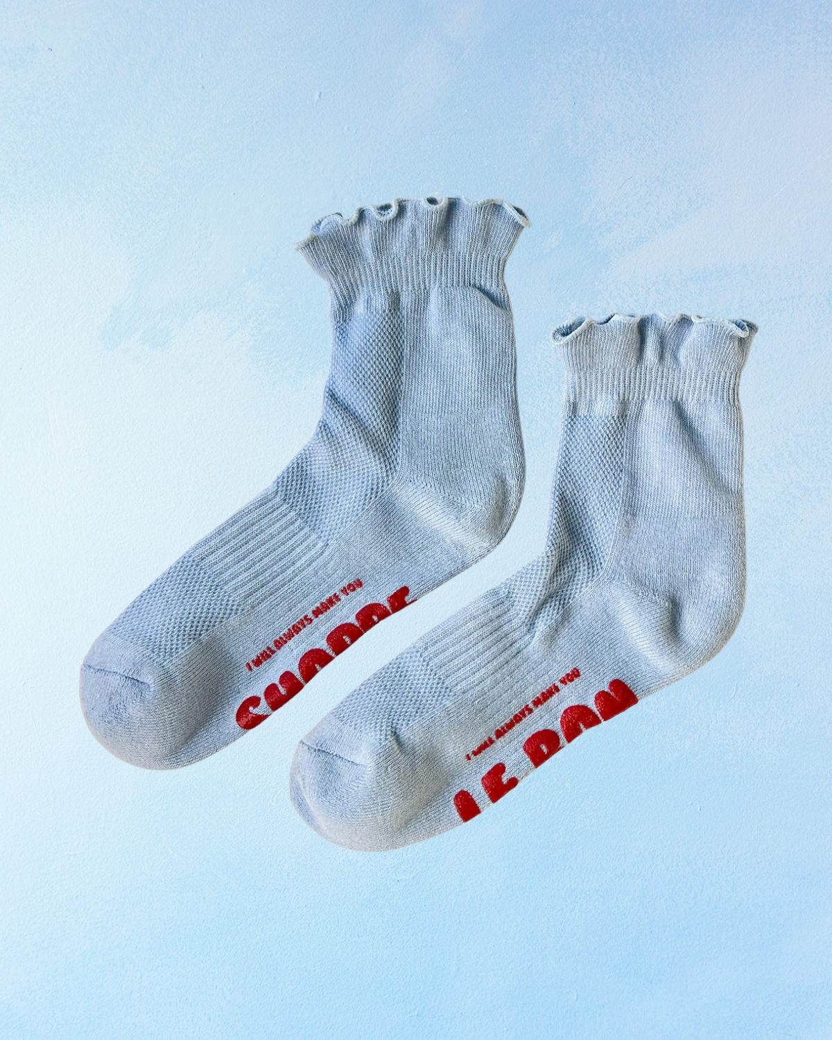 socks - ruffled hugger - periwinkle