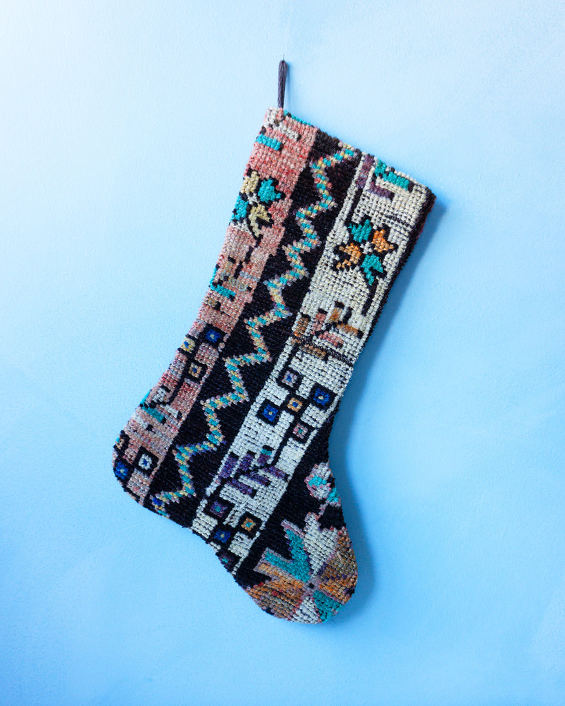 vintage rug stocking - zigzag