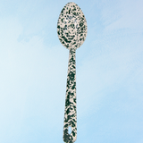 enamelware - serving spoon: green splatter