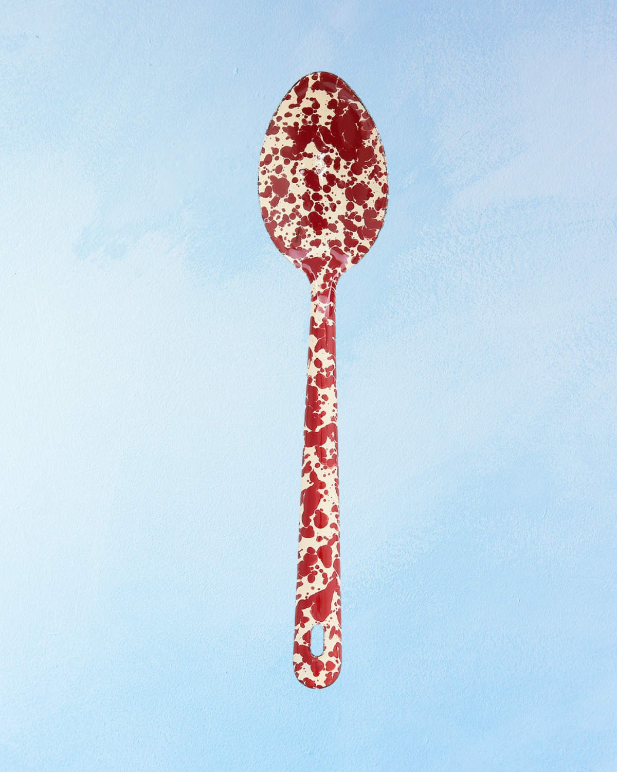 enamelware - red splatter serving spoon