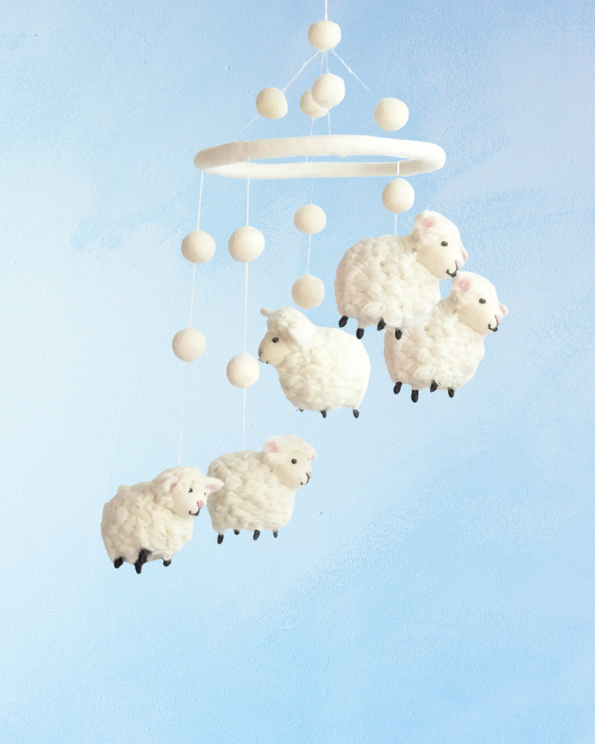 mobile - felt sheep