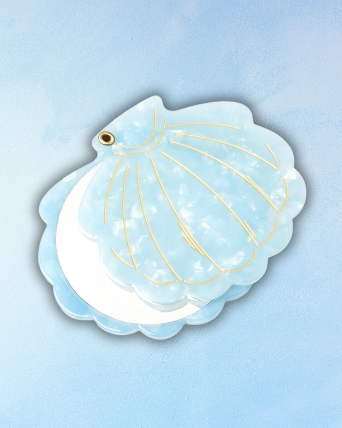 compact mirror - shell - blue