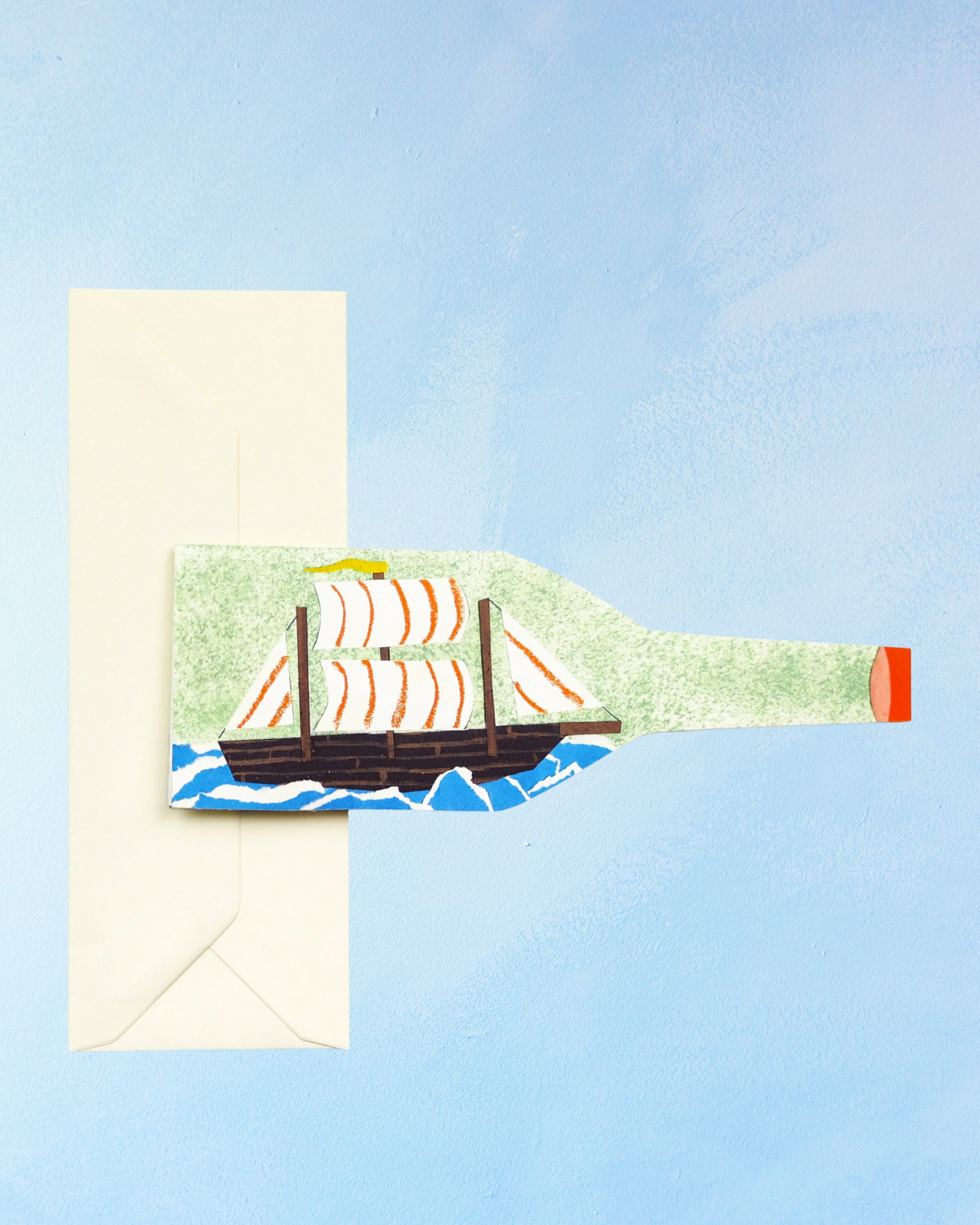 greeting card - ship in a bottle