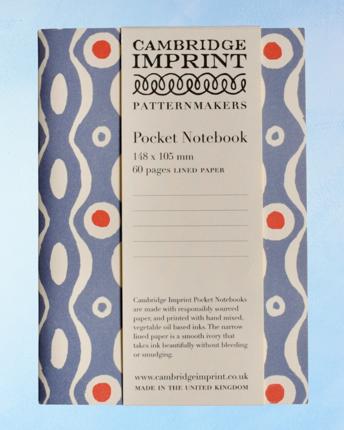 notebook - pocket -  cornflower and red