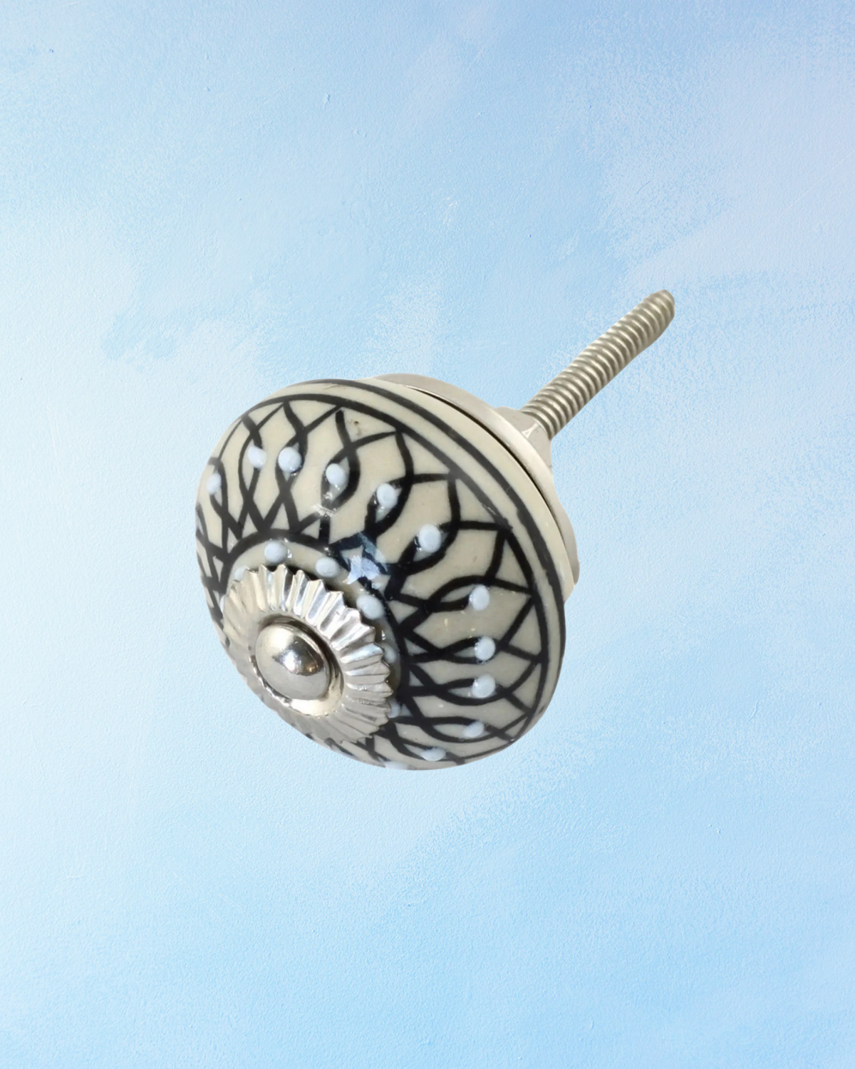 ceramic furniture knob - silver dot