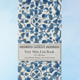 very slim list book - dappled blue