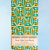 very slim list book - kaleidoscope yellow and turquoise