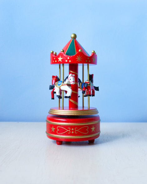 wooden carousel - large red and green