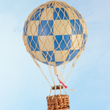décoration montgolfière - petite - à carreaux bleus
