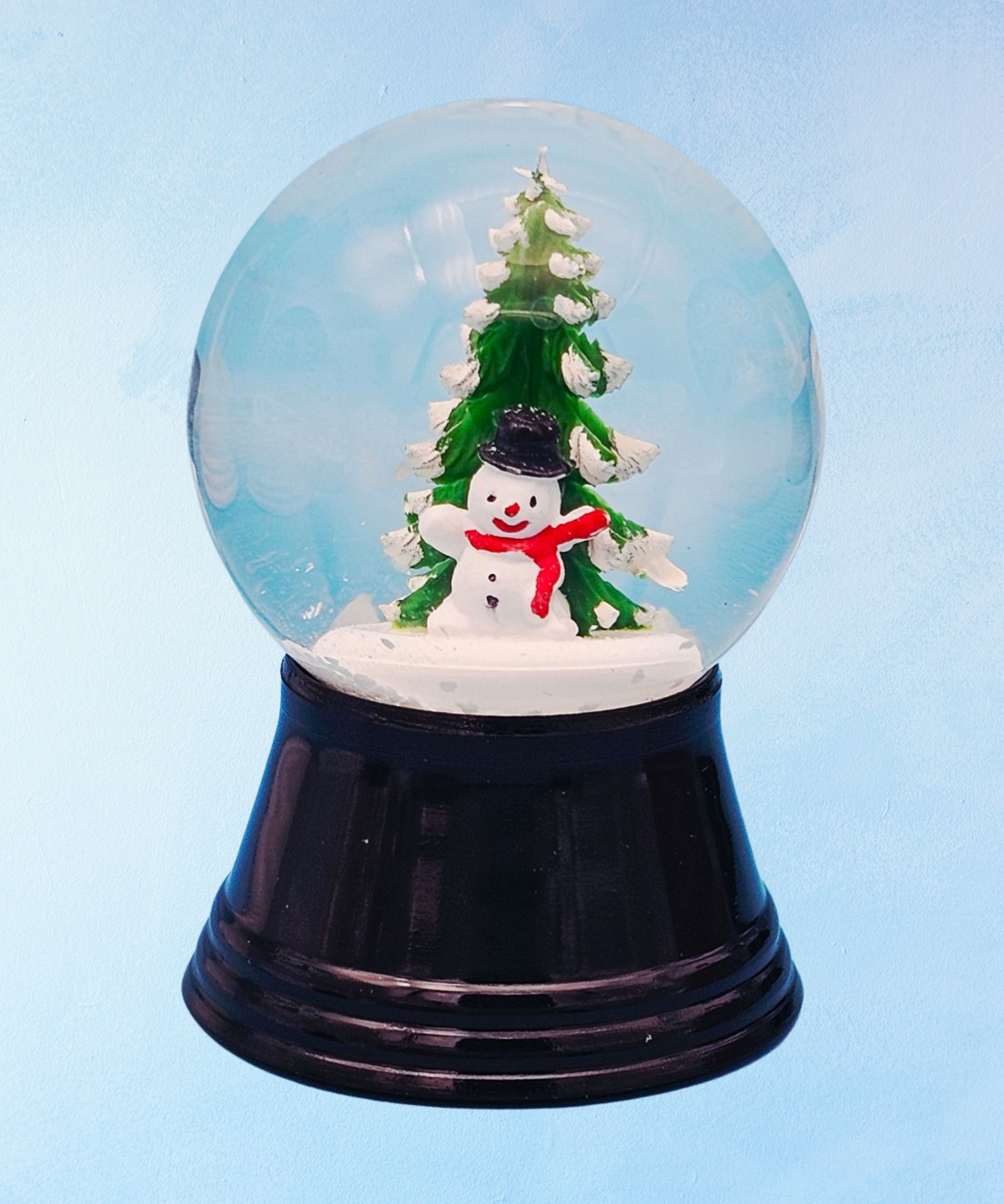 tiny snow globe - snowman & tree