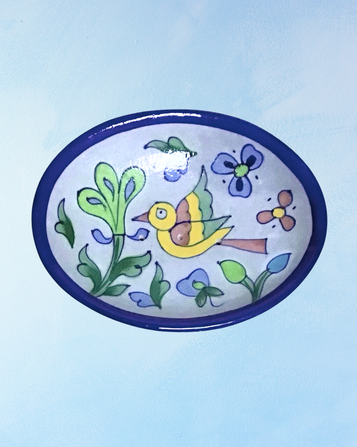 soap dish - oval  -  blue pottery (multiple styles)