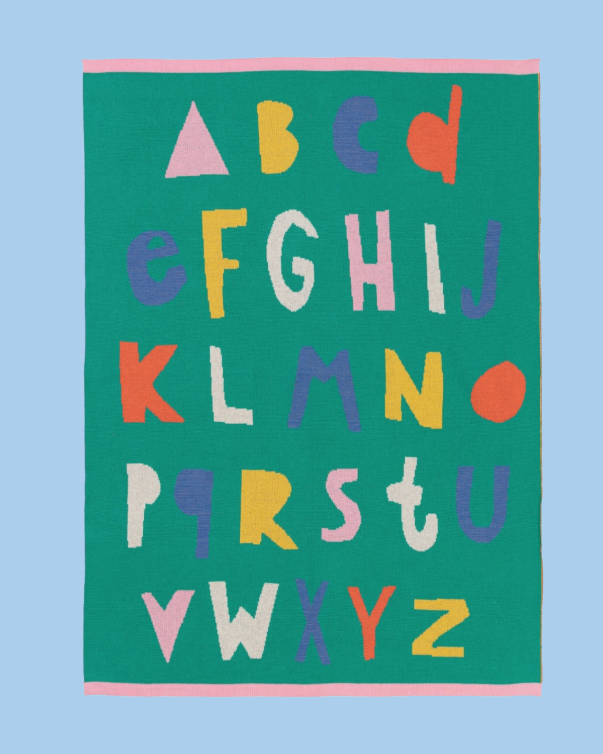 baby blanket - cotton knit abc green