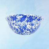 enamelware - cereal bowl - blue splatter