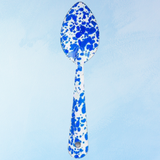 enamelware - small serving spoon: blue  splatter