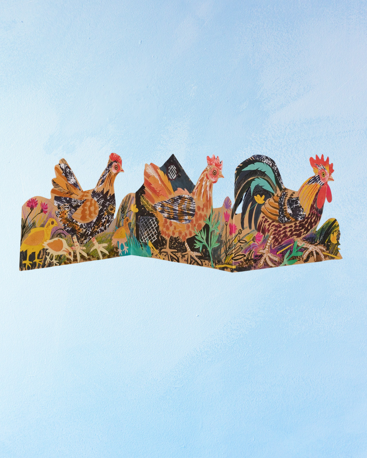 greeting card - spring chickens concertina