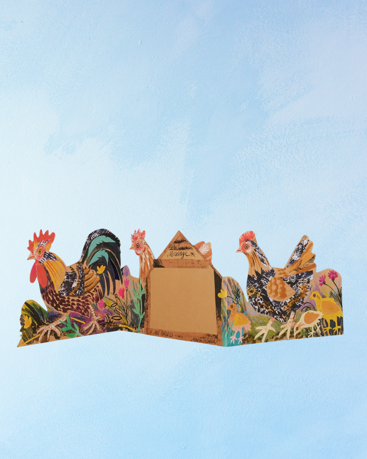 greeting card - spring chickens concertina
