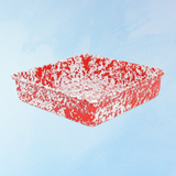 enamelware - square baking pan - red splatter