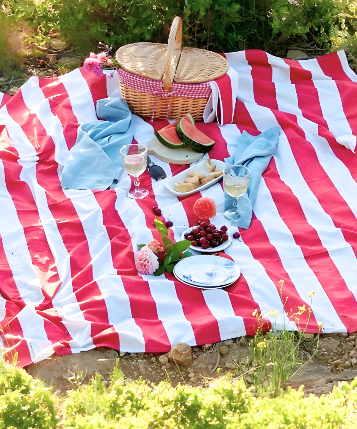 tablecloth - st. tropez red stripe