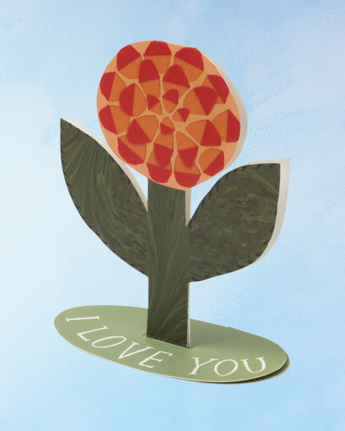 greeting card - 'i love you' rose (stand-up)