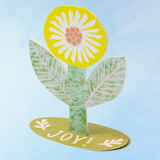 greeting card - joy stand-up yellow flower