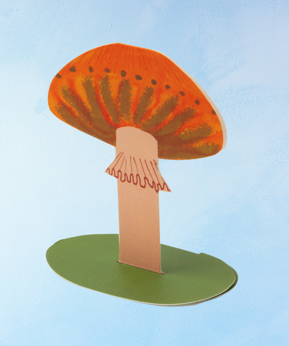 greeting card -  orange frilly mushroom (stand-up)