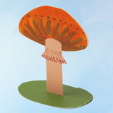 greeting card -  orange frilly mushroom (stand-up)