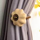 wall hook - ceramic - antique cream flower shaped