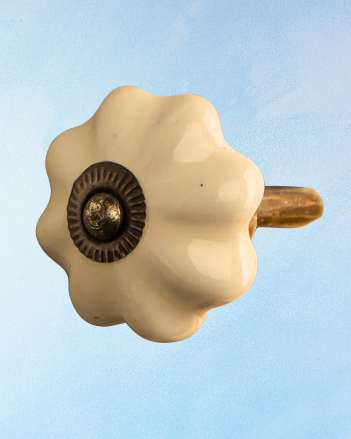 wall hook - ceramic: antique cream flower shaped