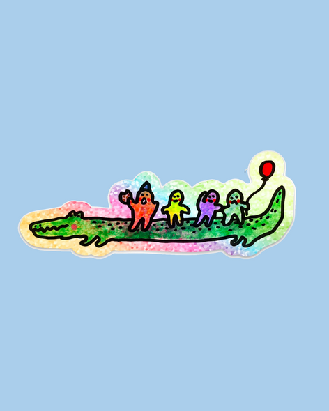 sticker - holo gator party