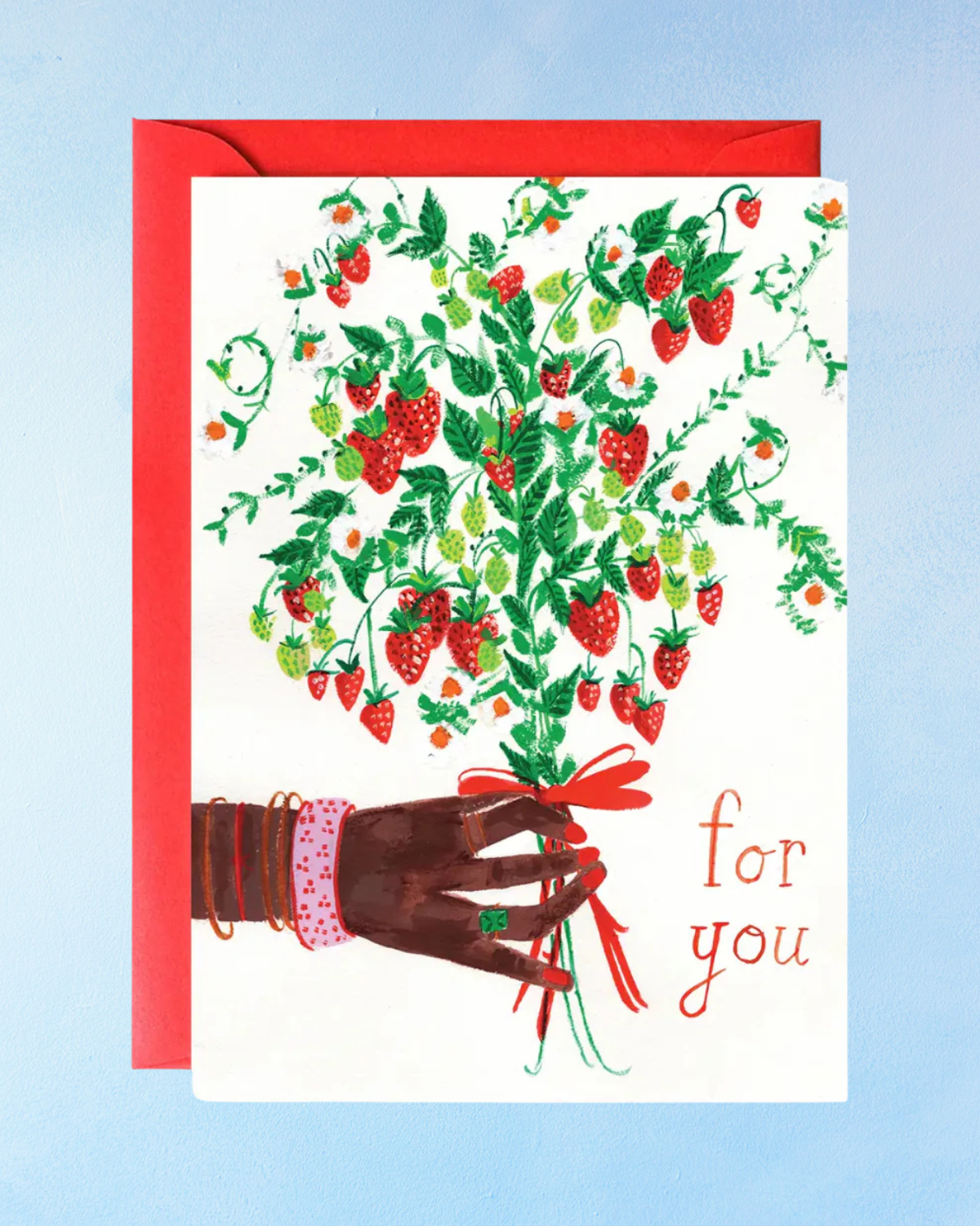 carte de vœux - bouquet de fraises pour vous