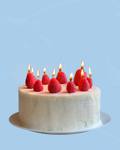 birthday candles - beeswax strawberries