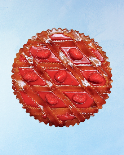 candle - food - strawberry pie
