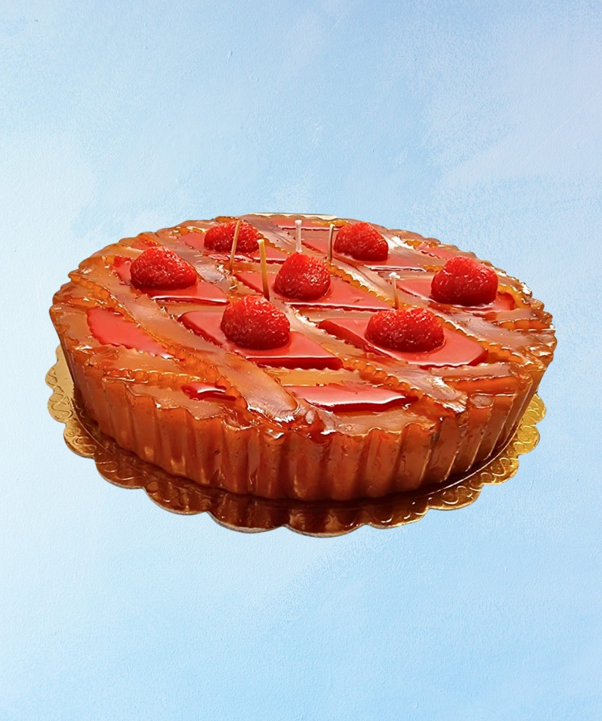 candle - food - strawberry pie