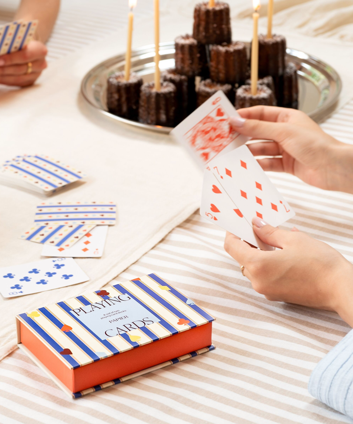 jeu : cartes à jouer – carreaux et rayures (ensemble de deux)