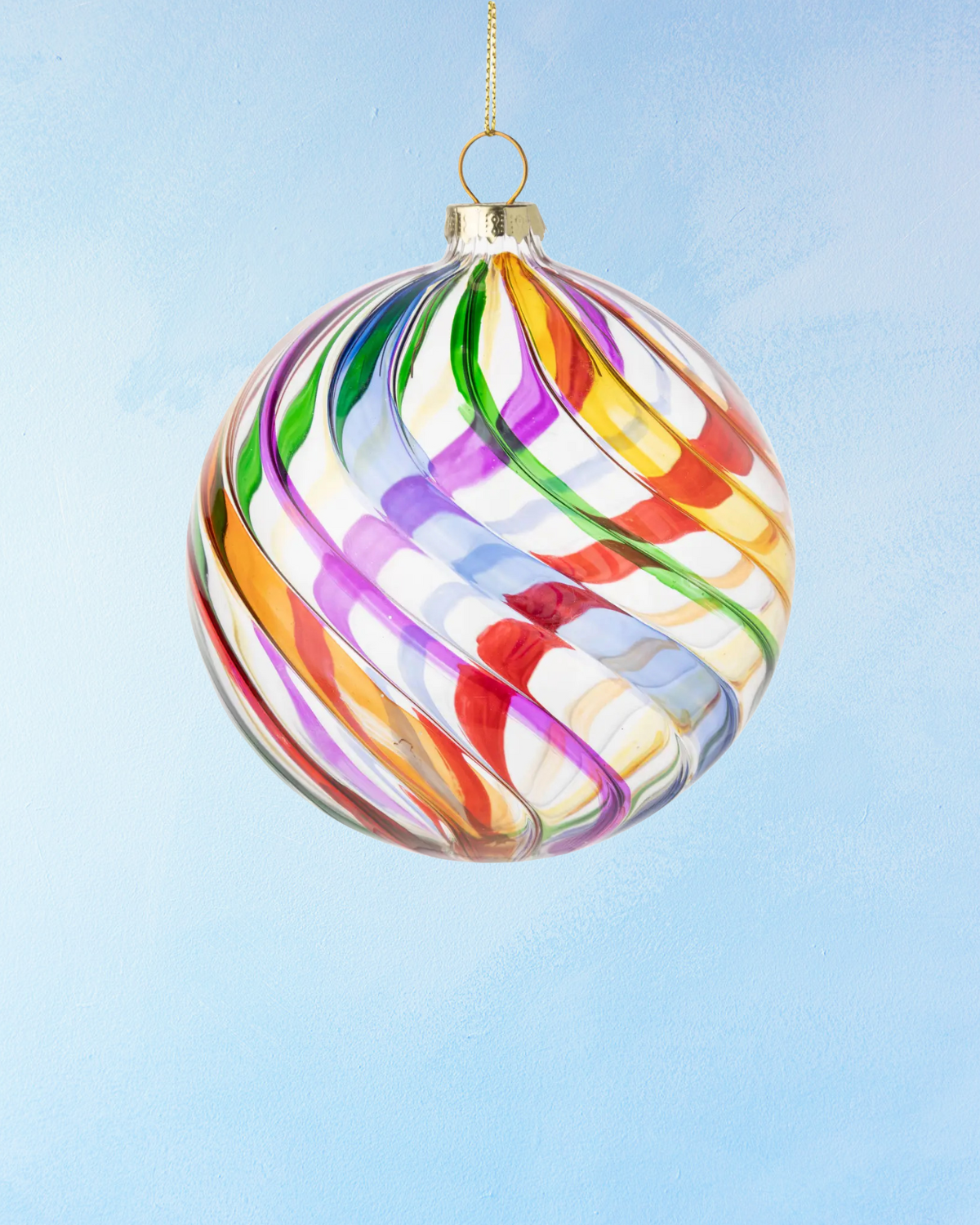 ornament - rainbow swirl ball