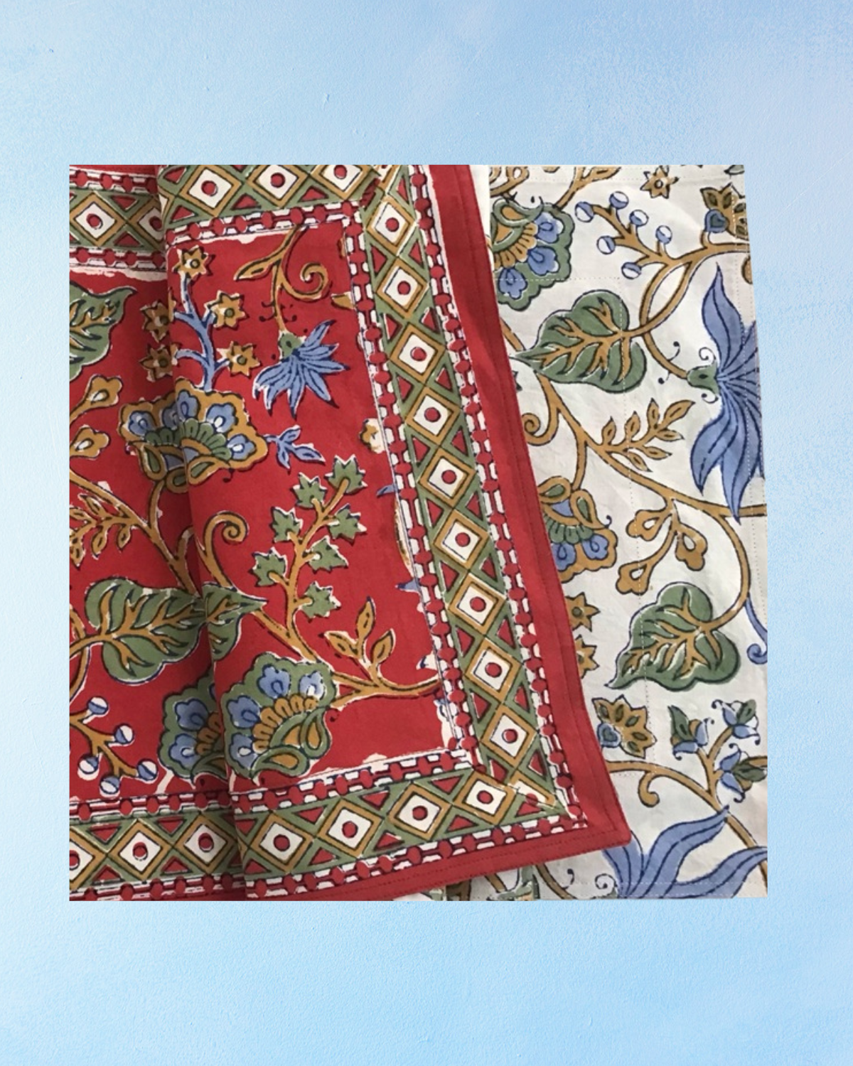 table runner - indo fleur red