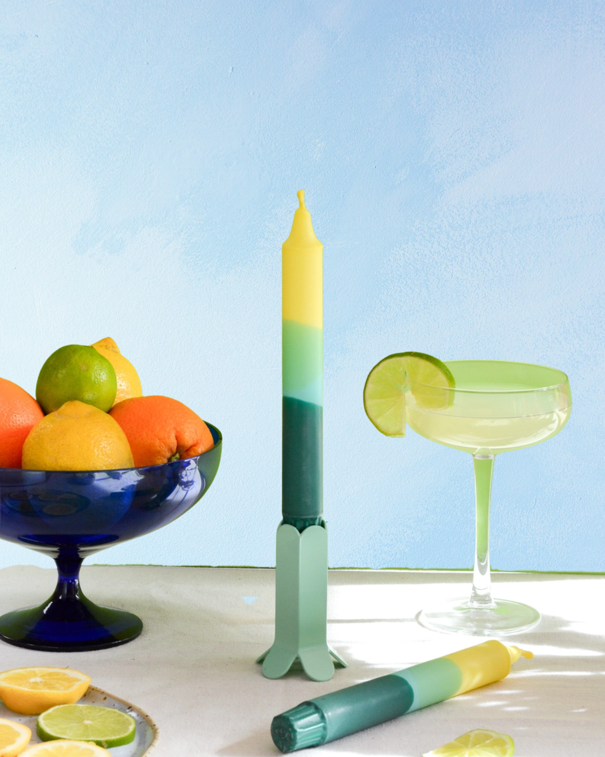 candle  - taper candle (single) - citron/mint/green